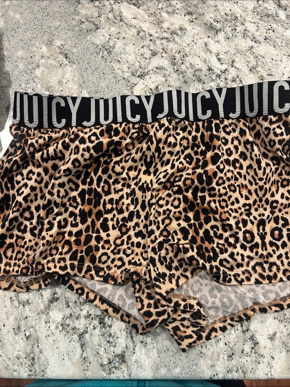 Juicy Couture Leopard Print Knit Shorts - Black & Brown